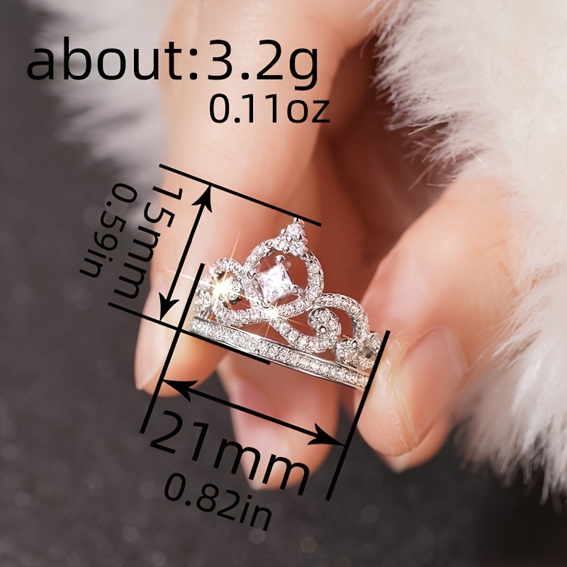 Princess Crown Ring Women's Band Delicate Elegance Jewelry